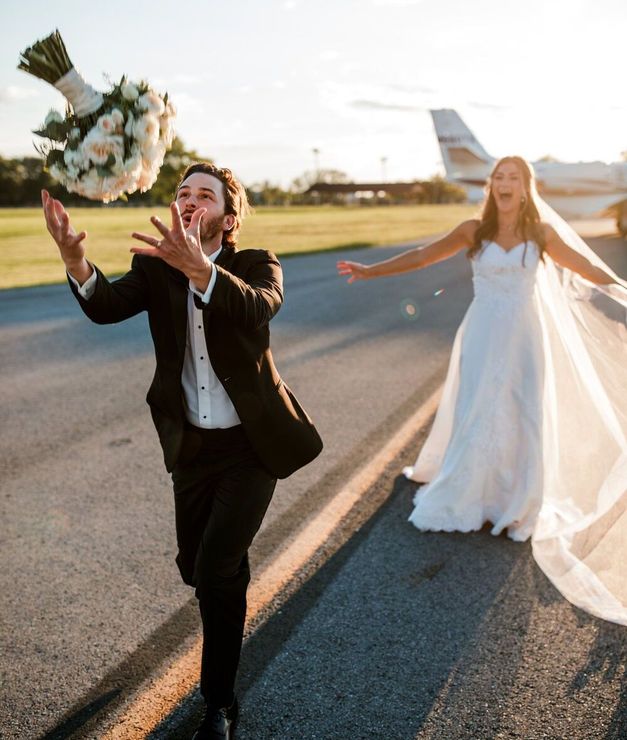 Newlyweds celebrating together after the wedding