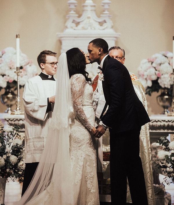 Wedding ceremony vows at the altar